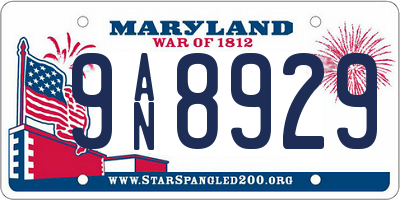 MD license plate 9AN8929