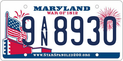 MD license plate 9AN8930