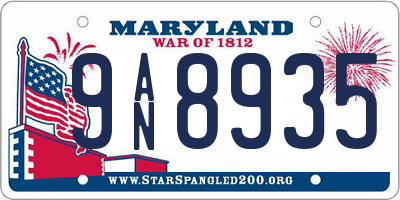 MD license plate 9AN8935