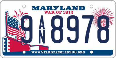MD license plate 9AN8978