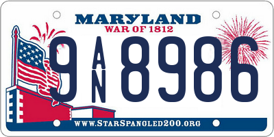 MD license plate 9AN8986
