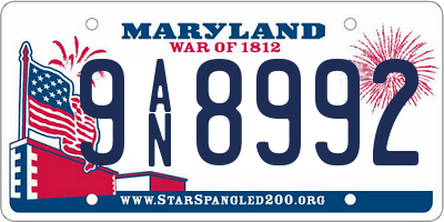 MD license plate 9AN8992