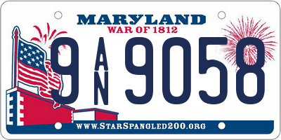 MD license plate 9AN9058