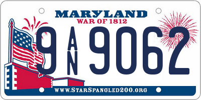 MD license plate 9AN9062