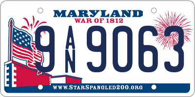 MD license plate 9AN9063