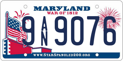 MD license plate 9AN9076