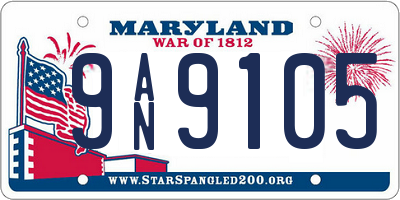 MD license plate 9AN9105