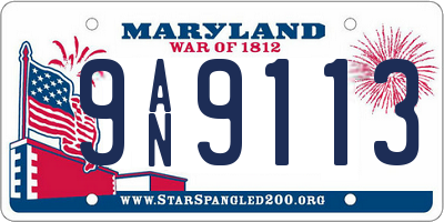 MD license plate 9AN9113