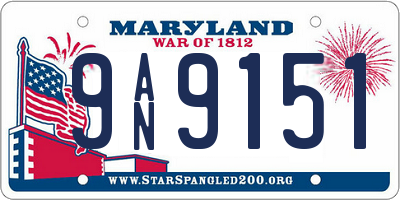 MD license plate 9AN9151