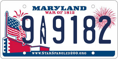 MD license plate 9AN9182