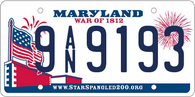 MD license plate 9AN9193