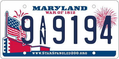 MD license plate 9AN9194