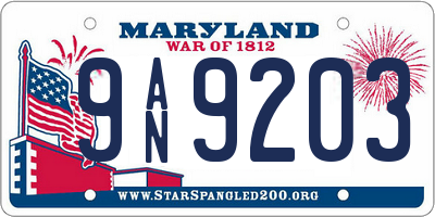 MD license plate 9AN9203
