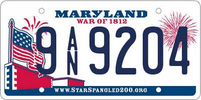 MD license plate 9AN9204