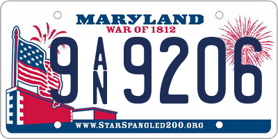MD license plate 9AN9206