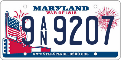 MD license plate 9AN9207