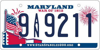 MD license plate 9AN9211