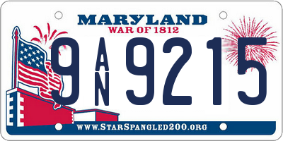MD license plate 9AN9215