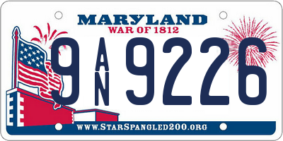 MD license plate 9AN9226