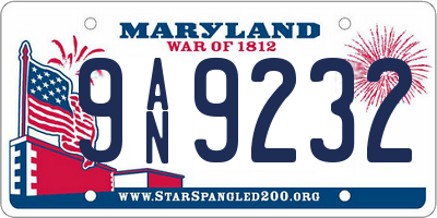 MD license plate 9AN9232