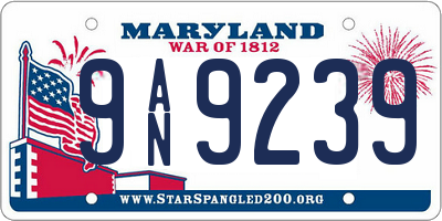 MD license plate 9AN9239