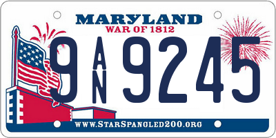 MD license plate 9AN9245