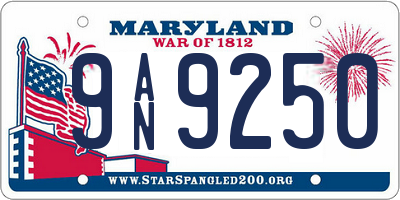 MD license plate 9AN9250