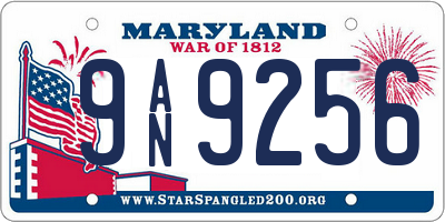 MD license plate 9AN9256