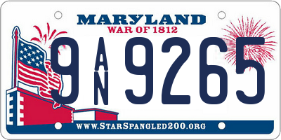 MD license plate 9AN9265