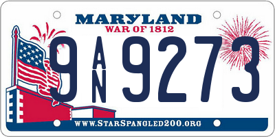 MD license plate 9AN9273