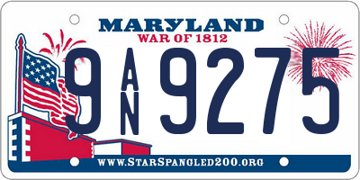 MD license plate 9AN9275