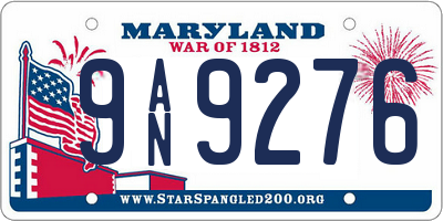 MD license plate 9AN9276
