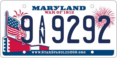 MD license plate 9AN9292