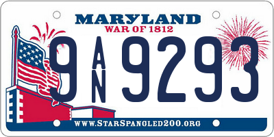MD license plate 9AN9293