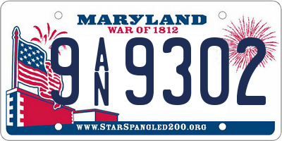 MD license plate 9AN9302