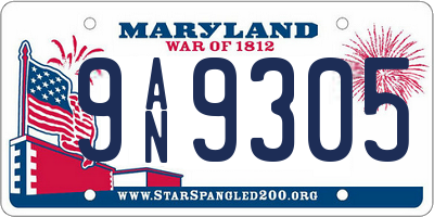 MD license plate 9AN9305