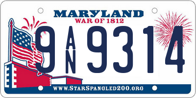 MD license plate 9AN9314