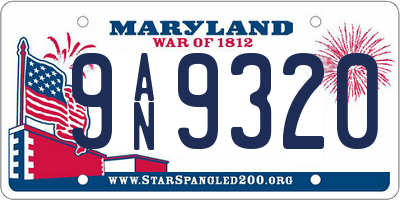 MD license plate 9AN9320