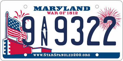 MD license plate 9AN9322