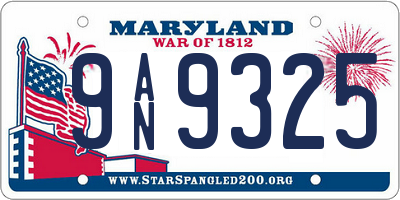 MD license plate 9AN9325