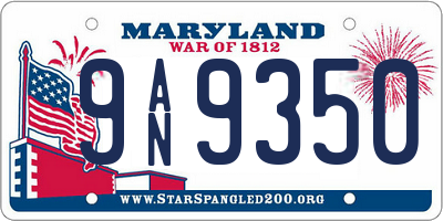 MD license plate 9AN9350