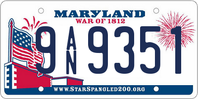 MD license plate 9AN9351
