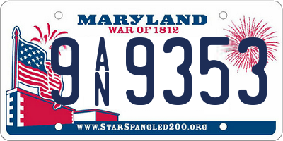 MD license plate 9AN9353