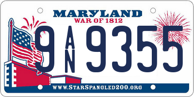 MD license plate 9AN9355