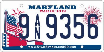 MD license plate 9AN9356