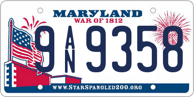 MD license plate 9AN9358
