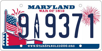 MD license plate 9AN9371