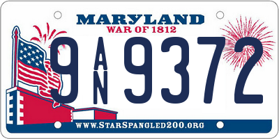 MD license plate 9AN9372