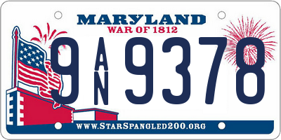 MD license plate 9AN9378