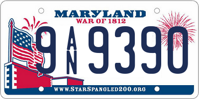 MD license plate 9AN9390